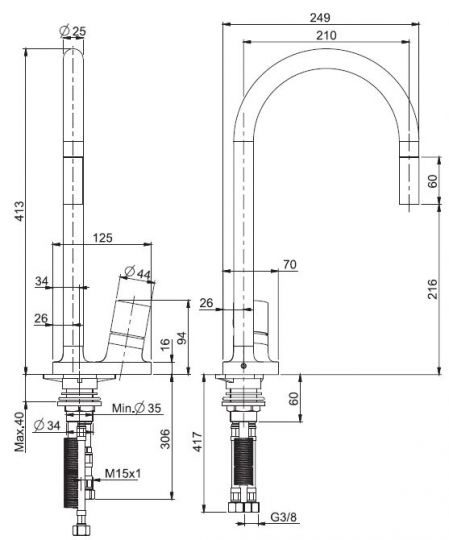 Fima carlo frattini Fluid смеситель для кухни F7028 схема 3