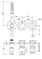 Черный матовый смеситель для ванны c душем Fima carlo frattini F3049WX8 схема 2