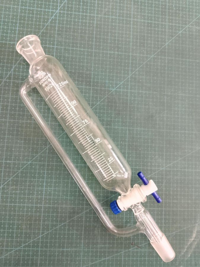 Воронка капельная цилиндрическая Labdevices ВД-2-125, 125 мл, с компенсатором давления, керн шлиф 19/26, верх под пробку (б/ш)