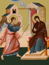 Благовещение Пресвятой Богородицы Икона печатная (холст на дереве)