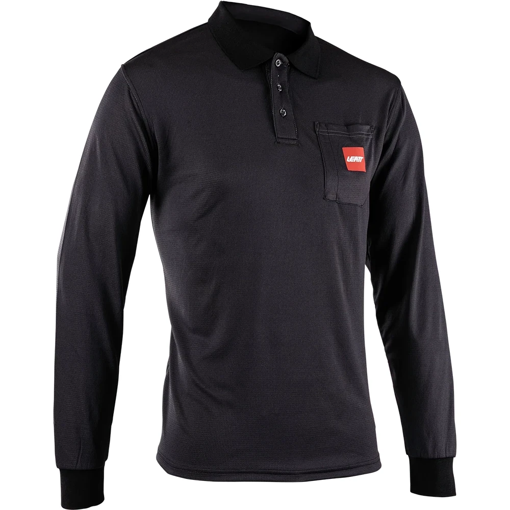 Leatt Team Polo Long Shirt Black удлиненная футболка поло