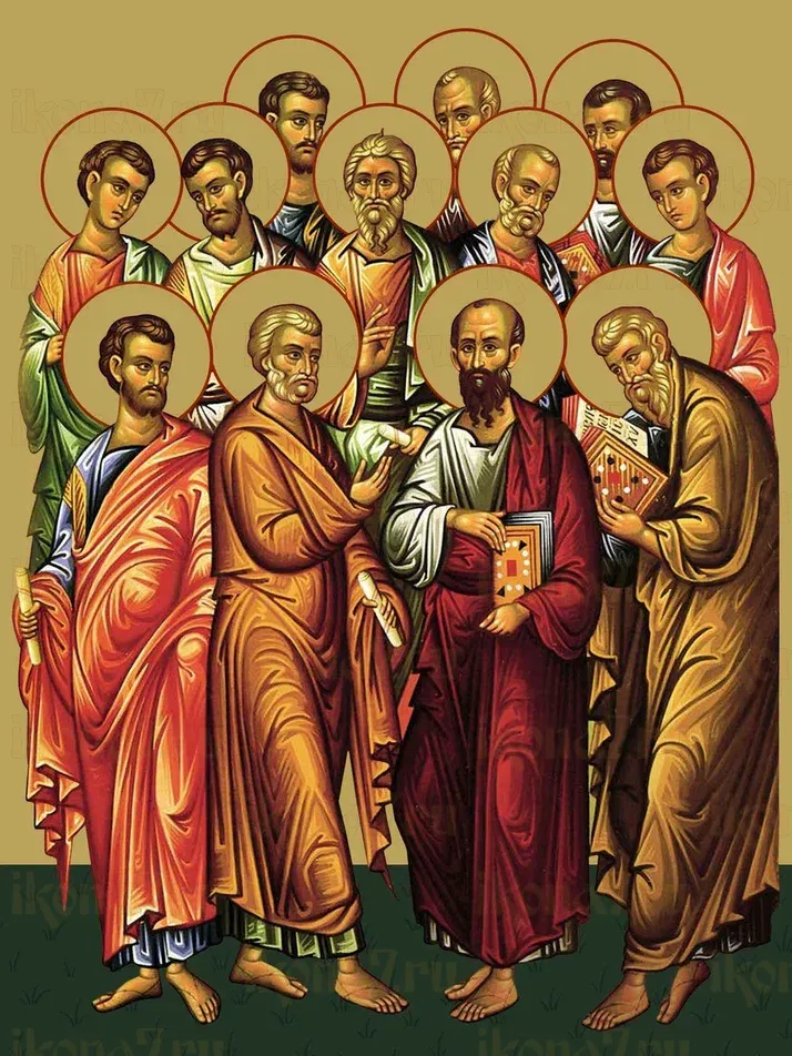 Собор 12 апостолов икона печатная (холст на дереве)