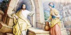 Иисус и самарянка икона печатная (холст на дереве)