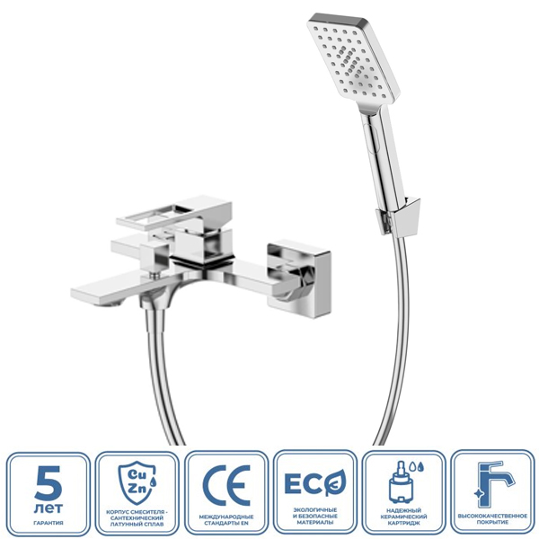 Смеситель для ванны BelBagno Luce LUC-VASM-CRM