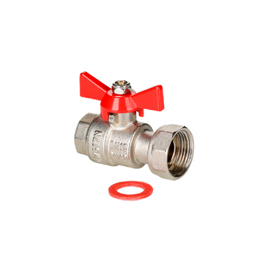 Кран шаровой Valtec ручка-бабочка с НГ гайкой 1/2"х3/4" (арт.VT.241.N.0405)