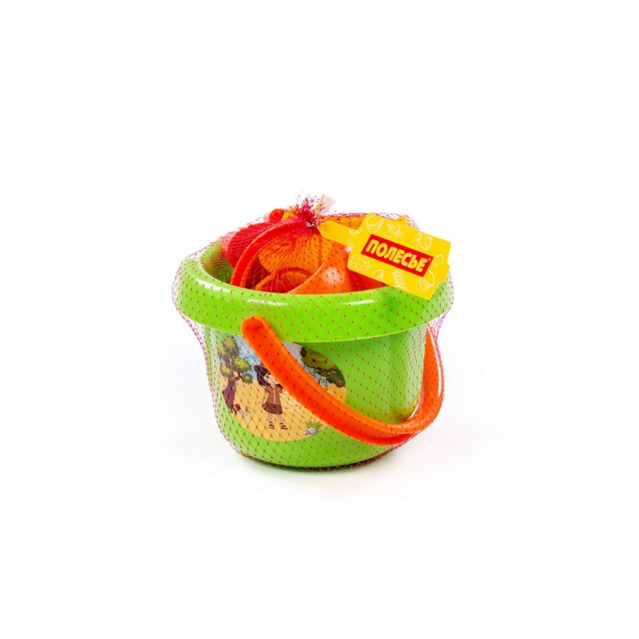 Набор №232: ведро большое, ситечко, формочки (самосвал + паровоз), лейка малая №4