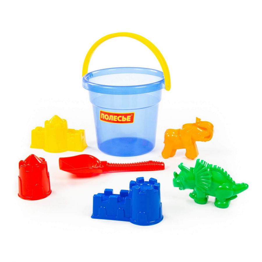 Набор №325: ведро "Макси", лопата №6, формочки (мамонт + динозавр №1 + замок мост + замок башня + замок стена с одной башней)