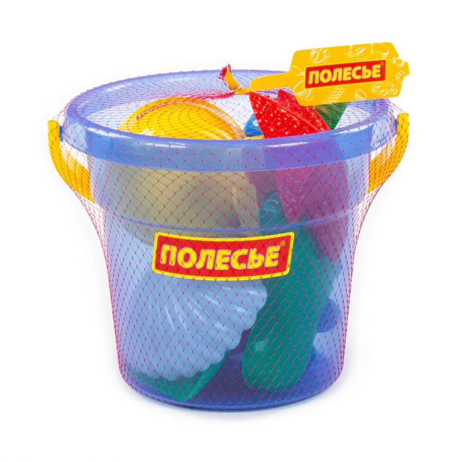 Набор №354: ведро "Макси", лопата №6, формочки (2 ладошки + 2 ножки + морская звезда №1 + ракушка №1), лейка малая №4