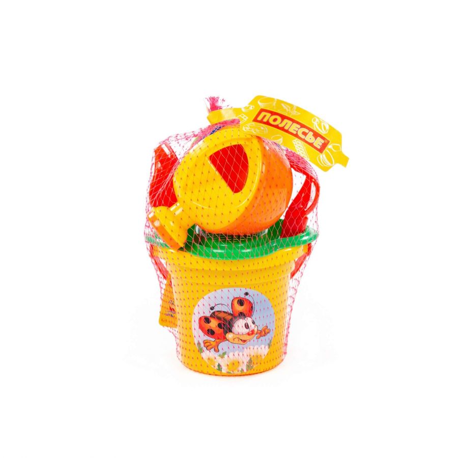 Набор №238: ведро малое, ситечко-цветок, совок №2, грабельки №2, 2 формочки, лейка малая №3