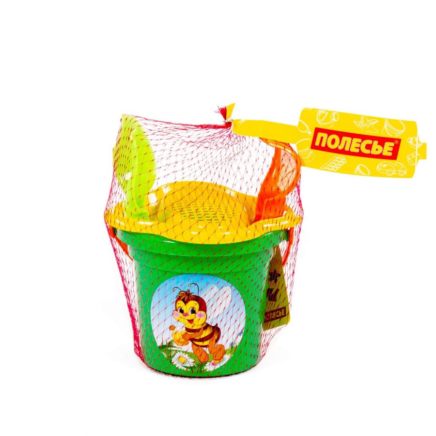 Набор №28: ведро малое, ситечко-цветок, совок №2, грабельки №2