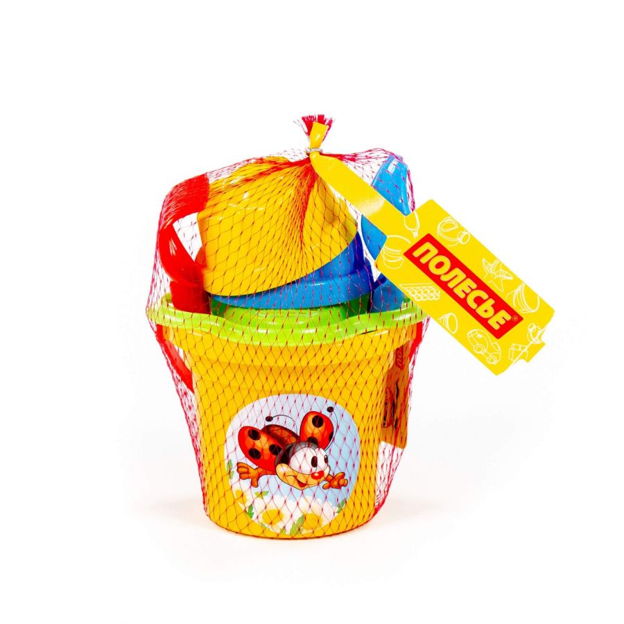 Набор №39: ведро малое, ситечко-цветок, совок №2, грабельки №2, 2 формочки