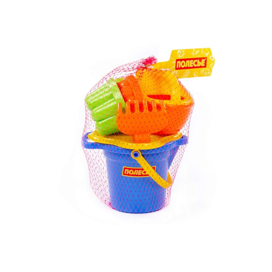 Набор №349: ведро малое с носиком, ситечко-цветок, совок №2, грабельки №2, 2 формочки, лейка малая №3