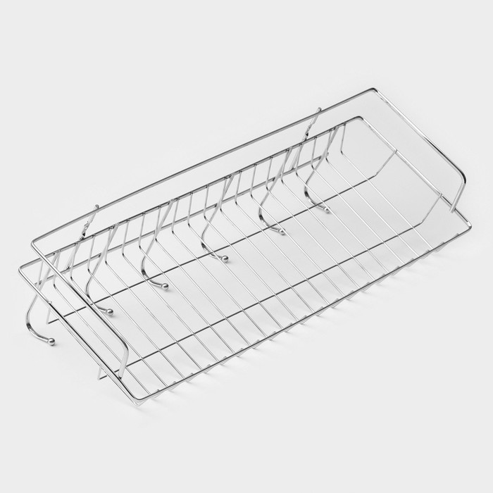 Полка бытовая с крючками Доляна, 42?12?15 см, цвет хром