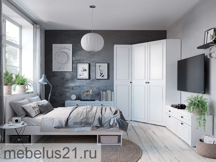 Шкаф угловой Софт ШКУ-01 белый/эмаль белая