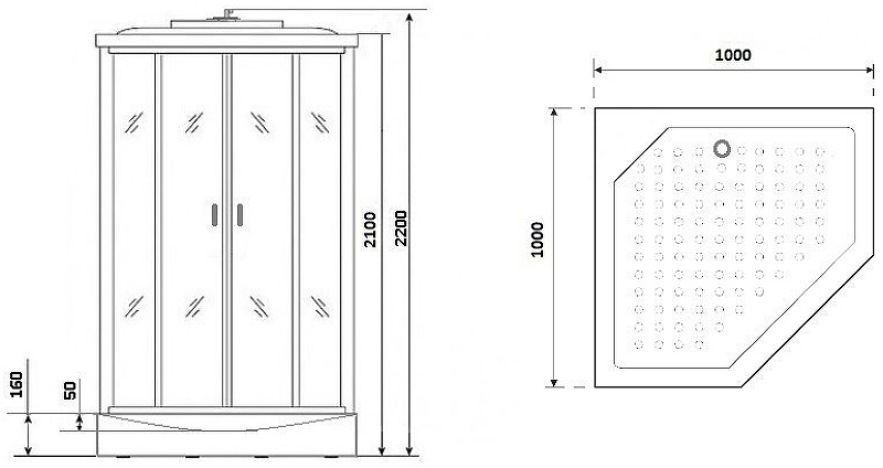 Душевая кабина Niagara Premium 100x100 NG-6002-01GD с гидромассажем схема 3