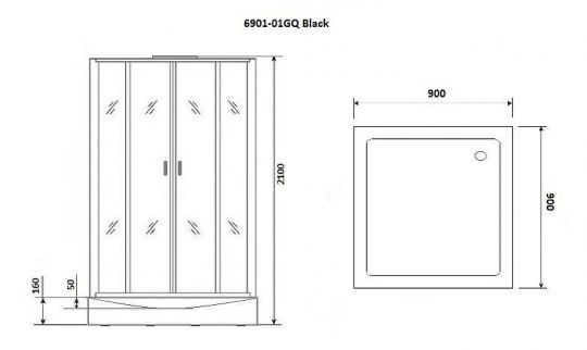 Душевая кабина Niagara Premium 90x90 NG-6901-01GQ Black с гидромассажем ФОТО