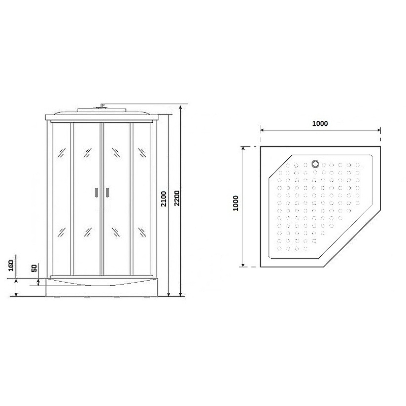 Душевая кабина Niagara Premium 100x100 NG-6902-01GD Black с гидромассажем схема 21