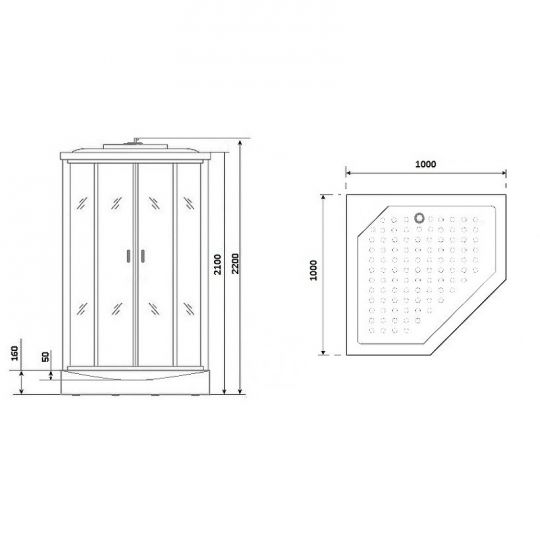 Душевая кабина Niagara Premium 100x100 NG-6902-01GD Black с гидромассажем схема 21