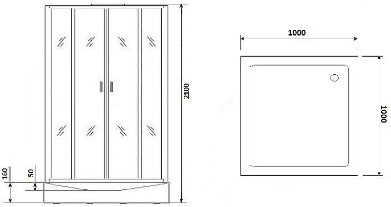 Душевая кабина Niagara Premium 100х100 NG-6902-01Q Black без гидромассажа схема 3