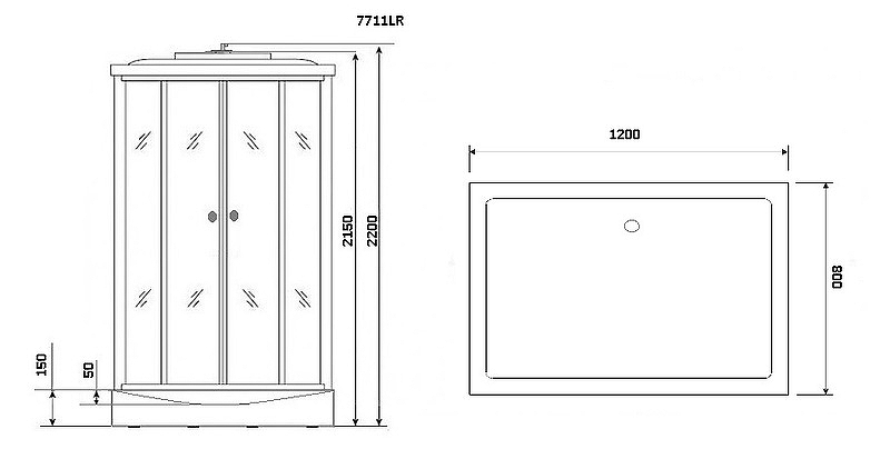 Душевая кабина Niagara Lux 120x90 NG-7711G с гидромассажем схема 6