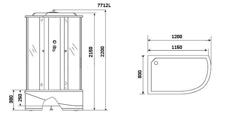 Душевая кабина Niagara Lux 120x80 NG-7712W с гидромассажем схема 3