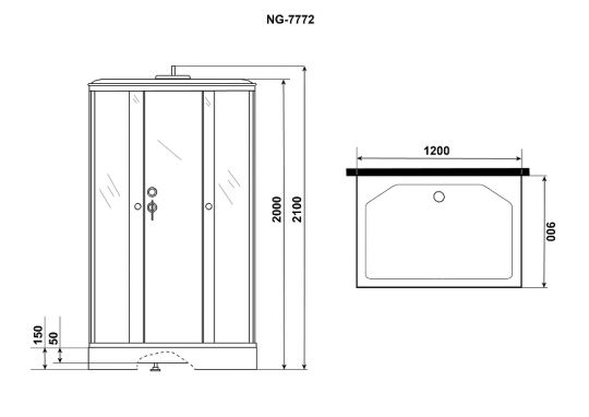 Душевая кабина Niagara Lux 120x90 NG-7772QG с золотым профилем ФОТО