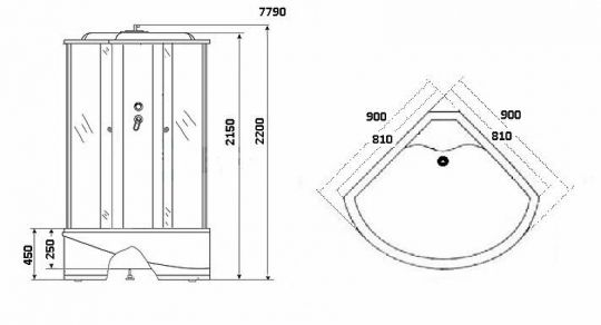 Душевая кабина Niagara Lux NG-7790G 90x90 с гидромассажем ФОТО