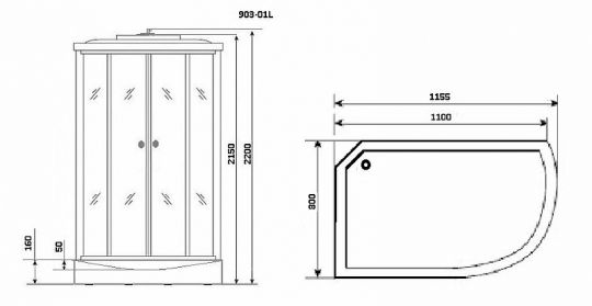 Душевая кабина Niagara Ultra NG-903-01 120x80 с гидромассажем схема 16