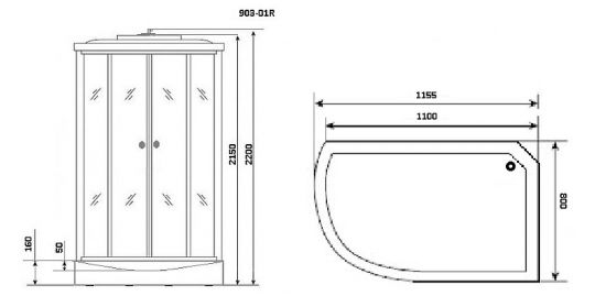 Душевая кабина Niagara Ultra NG-903-01 120x80 с гидромассажем схема 32