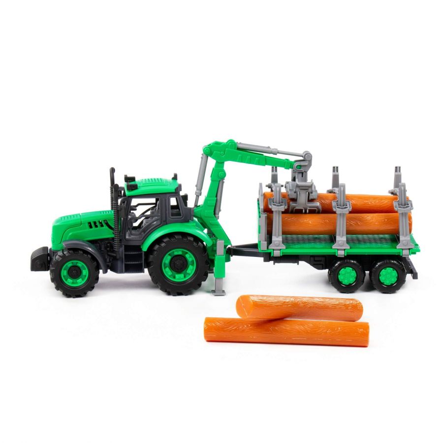 Трактор "Прогресс" лесовоз инерционный (зелёный) (в коробке)