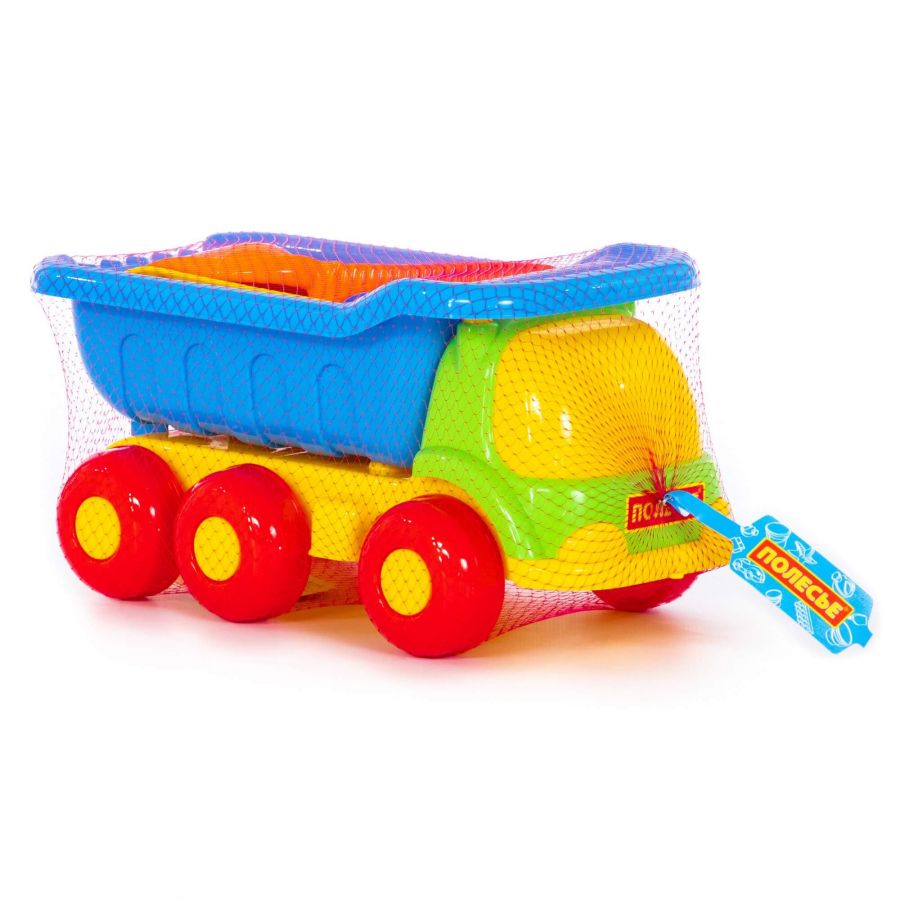 Набор №367: "Универсал", автомобиль-самосвал + лопата №6, формочки (замок мост + замок башня + замок стена с двумя башнями)