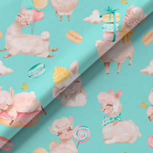 Хлопок Сатин Ламы и сладости 50х40 limit