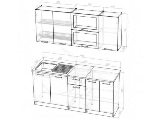 Кухонный гарнитур Алина макси 1800 мм
