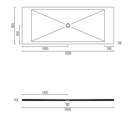 Душевой поддон GSI H2 200x80 схема 2