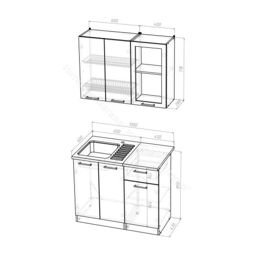 Кухонный гарнитур Полина мини 1000 мм