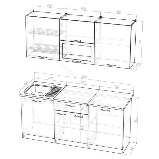 Кухонный гарнитур Светлана макси 1800 мм
