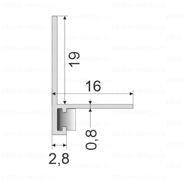 L-образный щелевой плинтус ФЕСО любой цвет по RAL