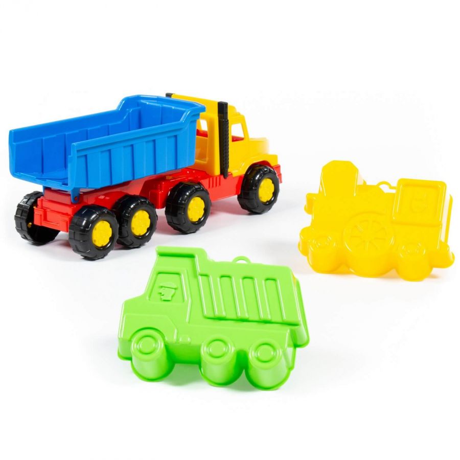 Набор №69: "Фаворит", автомобиль-самосвал + формочки (самосвал + паровоз)