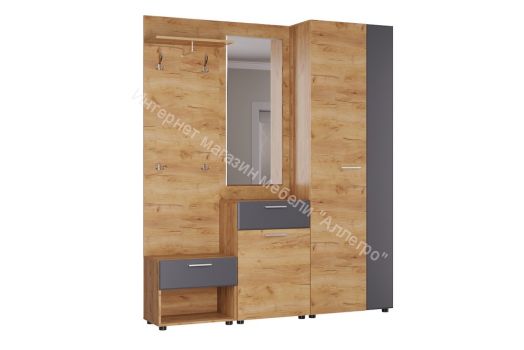 Прихожая "Сафари" Комплектация 1 (Дуб крафт золотой/Графит софт)
