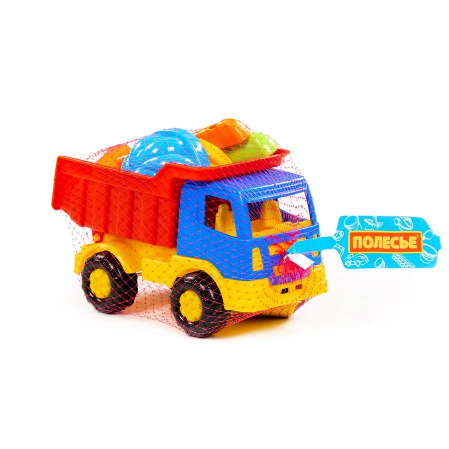 Набор №189: "Салют", автомобиль-самосвал + совок №2, грабельки №2, 2 формочки