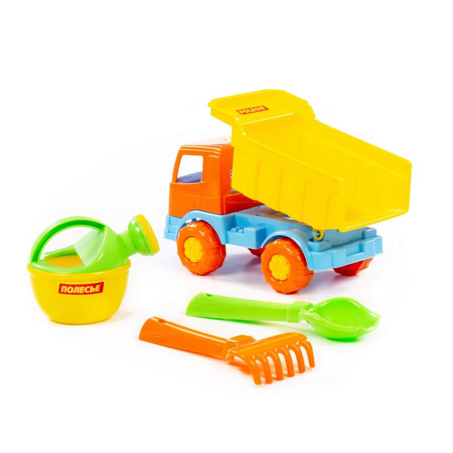 Набор №190: "Салют", автомобиль-самосвал + совок №2, грабельки №2, лейка малая №3
