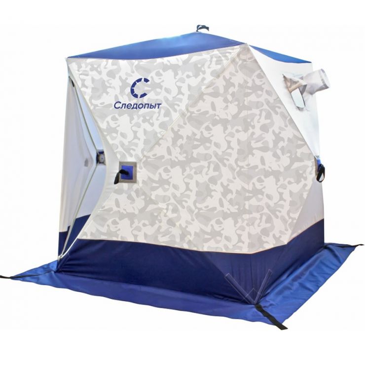 Палатка зима КУБ 3 места/1 слой 180*180*197см СЛЕДОПЫТ (белый принт/синий) PF-TW-31