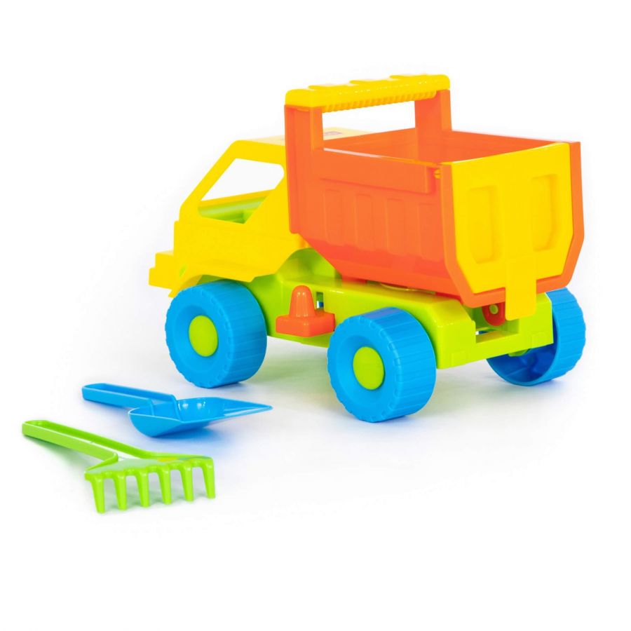 Набор №14: "Кузя", автомобиль-самосвал + лопатка, грабельки