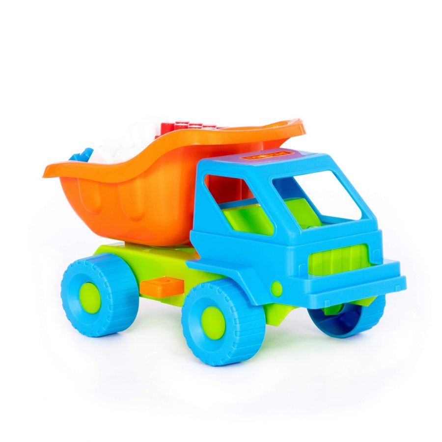 Набор №44: "Кузя-2", автомобиль-самосвал + конструктор "Строитель" (12 элементов)