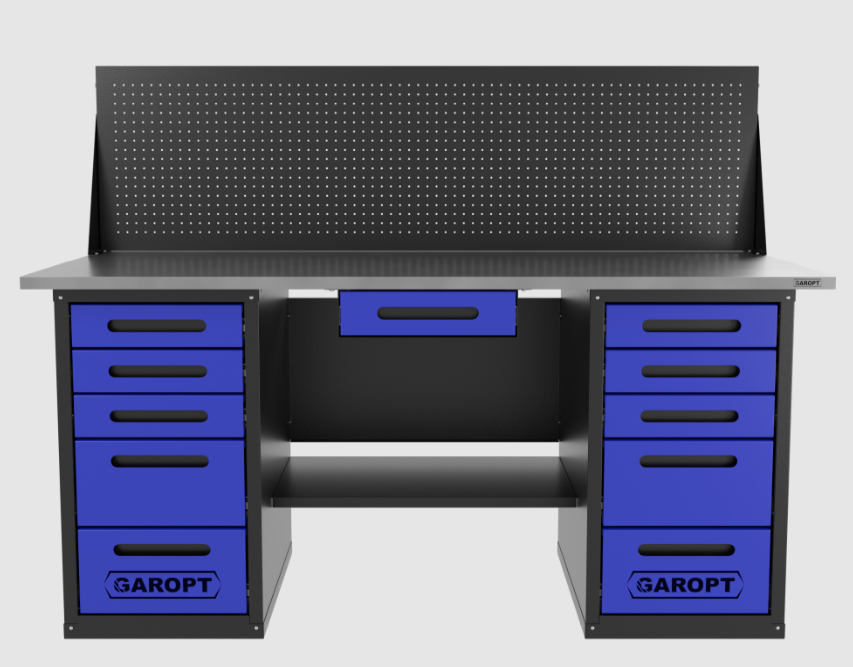 Верстак двухтумбовыи 5 ящиков /5 ящиков с экраном и ящиком, синий 1800*700 GAROPT, GT1800Y1Y5Y5PP.blue