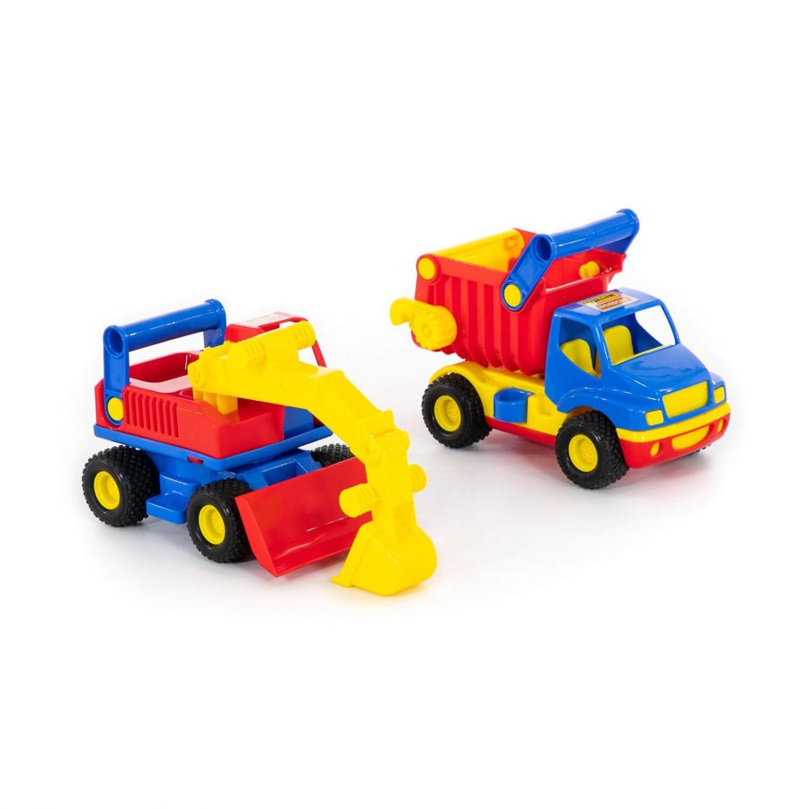 "КонсТрак", автомобиль-самосвал + "КонсТрак", экскаватор колёсный (в коробке)