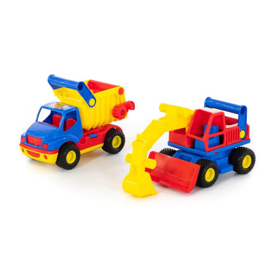 "КонсТрак", автомобиль-самосвал + "КонсТрак", экскаватор колёсный (в коробке)