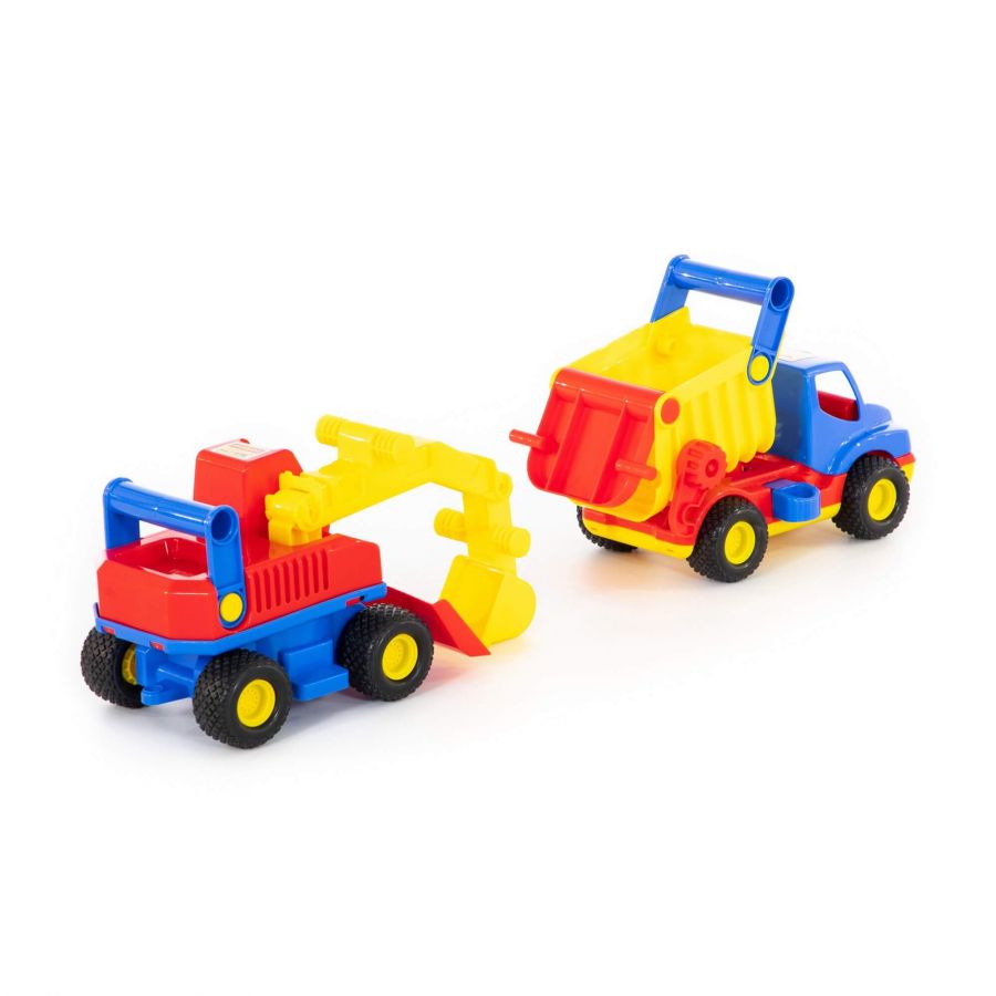 "КонсТрак", автомобиль-самосвал + "КонсТрак", экскаватор колёсный (в сеточке)