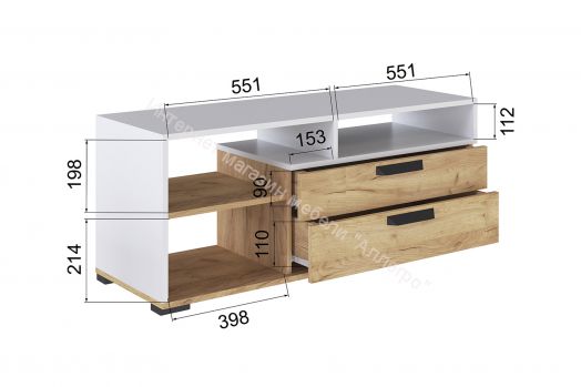 Тумба под ТВ ТВМ-7 Дуб крафт золотой/Белый