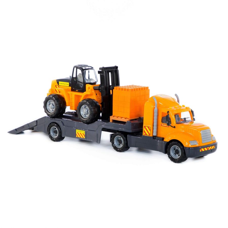 "Майк", автомобиль-трейлер + автокар + конструктор "Супер-Микс" - 30 элементов на поддоне (в сеточке)